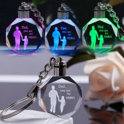 "Dad you are my hero" - crystal keychain - LEDKeyrings