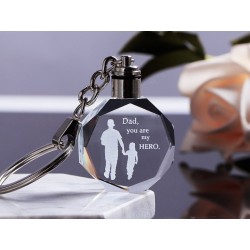 "Dad you are my hero" - crystal keychain - LEDKeyrings