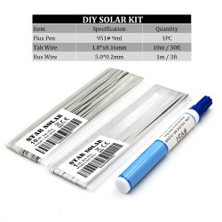 20 meters tabbing tab wire - 2 meters PV ribbon bus wire - 951 soldering rosin flux penSolar