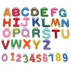 Wooden fridge magnets - colorful letters / numbersFridge magnets