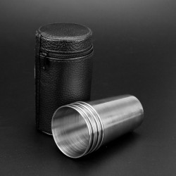 Stainless steel camping cups - with storage bag - 180 ml - 4 piecesOutdoor & Camping