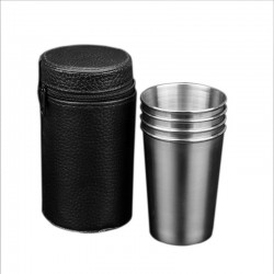 Stainless steel camping cups - with storage bag - 180 ml - 4 piecesOutdoor & Camping