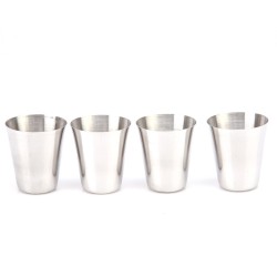 Stainless steel camping cups - with storage bag - 180 ml - 4 piecesOutdoor & Camping