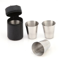 Stainless steel camping cups - with storage bag - 180 ml - 4 piecesOutdoor & Camping