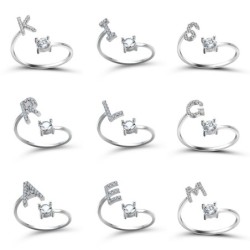 Resizable ring - A-Z alphabet letters with rhinestonesRings