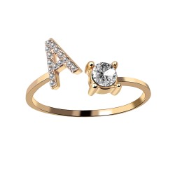 Resizable ring - A-Z alphabet letters with rhinestonesRings
