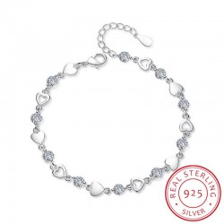 925 sterling silver - hearts / crystals - braceletBracelets