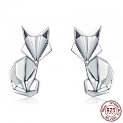Geometric fox - fashionable silver earringsEarrings