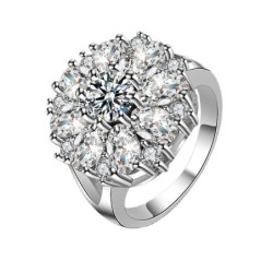 Elegant silver ring - crystal flowerRings