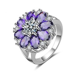 Elegant silver ring - crystal flowerRings