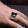 925 silver ring - signet ring with a black stoneRings
