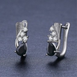 Elegant silver earrings with black crystalEarrings