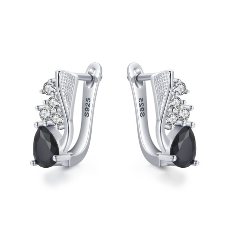 Elegant silver earrings with black crystalEarrings