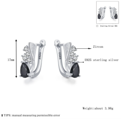 Elegant silver earrings with black crystalEarrings