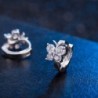 Round silver earrings with crystal butterflyEarrings