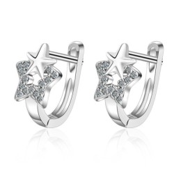 Silver earrings with a double star / crystalsEarrings