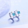 Round silver earrings with a blue crystal starEarrings