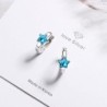 Round silver earrings with a blue crystal starEarrings