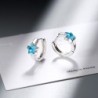 Round silver earrings with a blue crystal starEarrings
