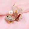 Crystal goldfish with a pearl - elegant broochBrooches