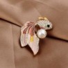 Crystal goldfish with a pearl - elegant broochBrooches
