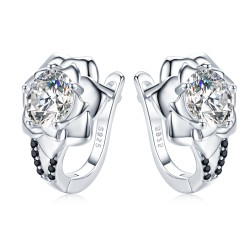 Elegant silver earrings - with crystal flowerEarrings