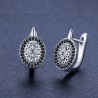 Elegant round silver earrings - white / black crystalsEarrings