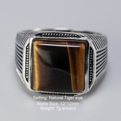 925 sterling silver ring - signet with tiger eye stoneRings