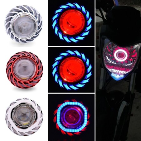 Motorcycle headlight - LED projector - single light - angel / devil eyesTurning lights