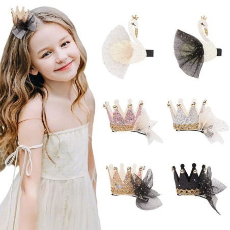 Decorative hair clip - swan - crownHair clips