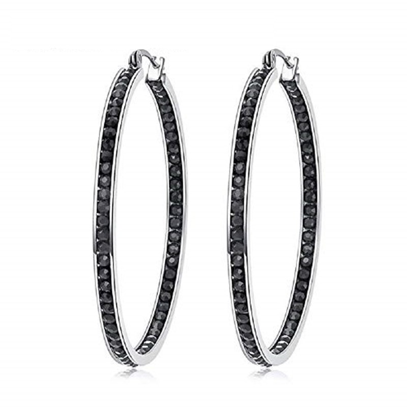 Big hoop earrings - with black crystalsEarrings