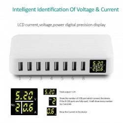 40W - Smart charger - multi port - 8 USB - 5V 8A - LEDChargers