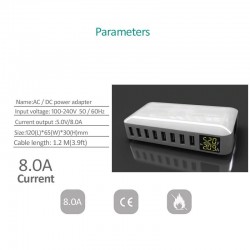 40W - Smart charger - multi port - 8 USB - 5V 8A - LEDChargers