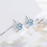 Small round silver earrings - blue crystal animal pawEarrings