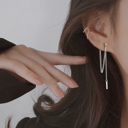 Long silver earrings - with chainEarrings