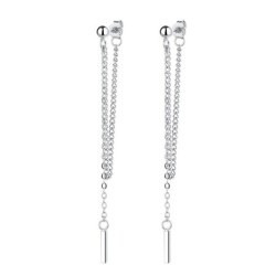 Long silver earrings - with chainEarrings