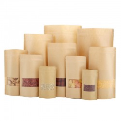 Brown kraft paper - zip-lock bags - with clear window - 50 piecesStorage Bags