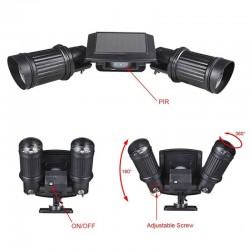 LED solar lamp - PIR motion sensor - dual head spotlight - waterproof wall lightSolar lighting