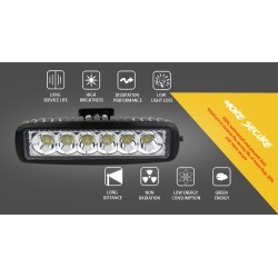 12V - 18W - LED work light for motorcycle - boat - car 4x4 - SUV - ATV - spot / flood lamp - 2 piecesLED light bar