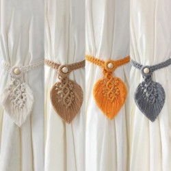 Curtain tieback - bohemian braided with tassel leafCurtains
