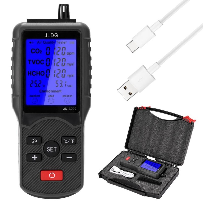 Carbon dioxide tester / CO2 detector / air quality monitor - temperature / humidity measuring - multifunction testerMeasuring...