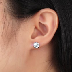 Classic small earrings - with a round white crystalEarrings