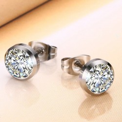 Classic small earrings - with a round white crystalEarrings