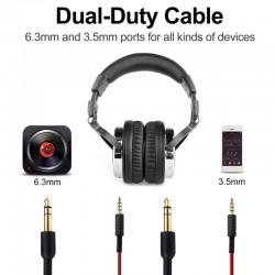 Professional DJ studio headphones - wired stereo headset - with microphoneEar- & Headphones