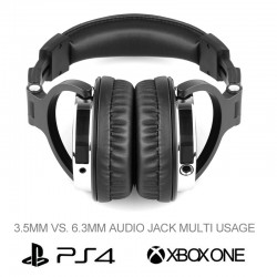 Professional DJ studio headphones - wired stereo headset - with microphoneEar- & Headphones