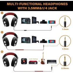 Professional DJ studio headphones - wired stereo headset - with microphoneEar- & Headphones