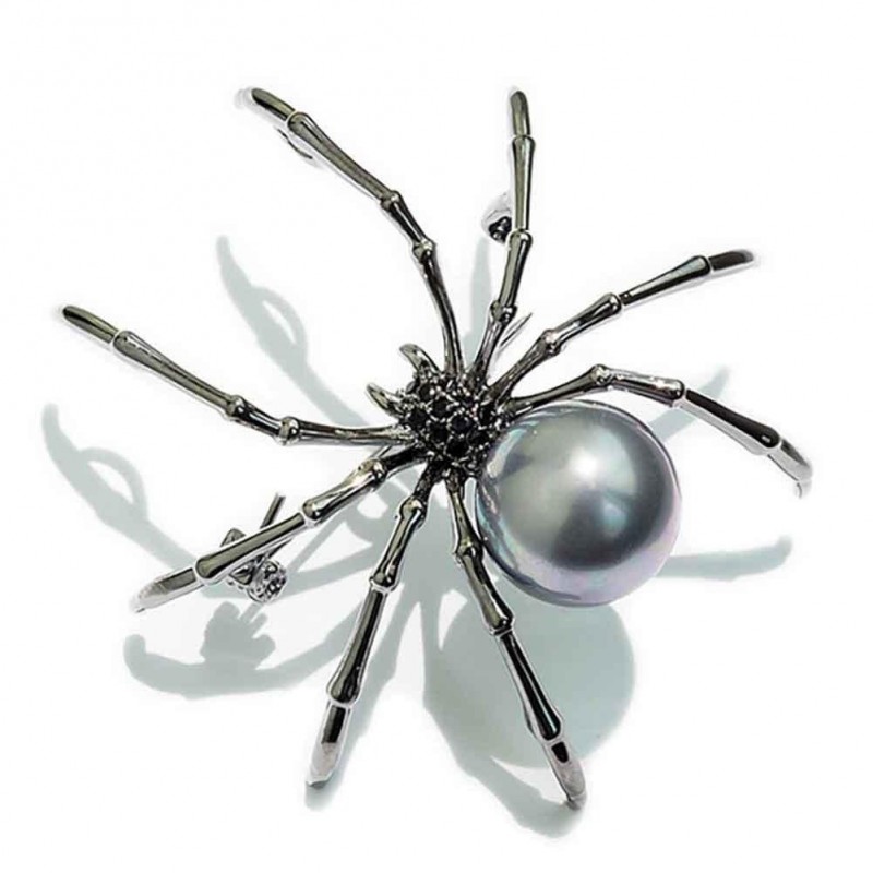 Black spider with pearl - elegant broochBrooches