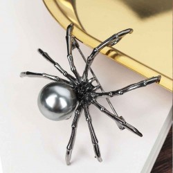 Black spider with pearl - elegant broochBrooches