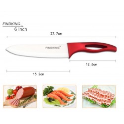 Ceramic kitchen knives set - with holder - red handlesCeramic