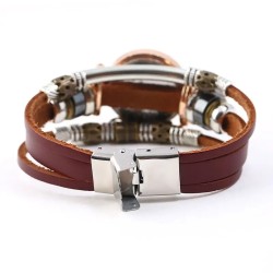 Multilayer leather bracelet with watchWatches